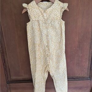 H&M Cotton Yellow Floral Toddler Jumpsuit